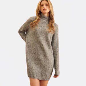 Other Stories NEW Alpaka Blend Turtleneck Sweater Dress Size S Brown Melange